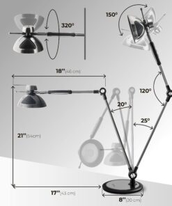 OTUS Desk Lamp Gesture Control, LED Architect Desk lamp for Home Office, Adjustable Metal Swing Arm, Tall Task Light for Drafting or Bedside Table Reading, 12 Brightness, 3 Touch Eye-Caring Modes 31 71XXWFPypWS