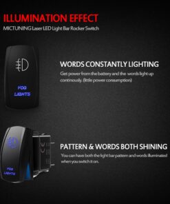 MicTuning LS081602JL, Backlit Fog Lights Rocker Switch Kit, On/Off LED Light, 20A 12V Toggle, Blue 17 71XYOVr752L