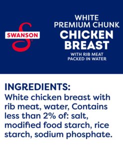 Swanson White Premium Chunk Canned Chicken Breast in Water, Fully Cooked Chicken, 4.5 OZ Can (Case of 24) Original 4.5 OZ Can (Case of 24) 12 71XayWIXEPL