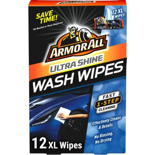 Armor All 18240 Ultra Shine Wash Wipes (12 XL Wipes), 1 Pack