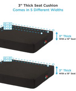 NOVA Gel & Memory Foam Seat & Wheelchair Cushion in 8 Sizes (from 16” x 16” to 18” x 24” Extra Wide), Comfortable & Durable Everyday Seat Cushion with Removable Water Resistant Cover, 2” or 3” Thick 18" x 16" (3" Height) 9 71XbeE19UL