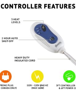 Beautyrest Reversible Microlight to Sherpa Electric Blanket, Auto Shut Off, Virtually Zero EMF, Multi Heat Setting, UL Certified, Machine Washable, Blue Oversized Throw (60 inx70 in) 60x70" 12 71XcL5ZXwRL