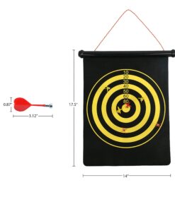 Alternative view of Trademark Games Magnetic Roll-up Dart Board and Bullseye Game w/ Darts Black/Yellow