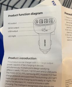 USB C Car Charger, 45W 4 Ports Super Fast Car Charger Adapter, PD 3.0 & QC 3.0 30W Type C Car Charger Compatible with iPhone13 Pro Max/Samsung Galaxy 22/Google Pixel, Cigarette Lighter USB Charger Black 42 71Xed2Dr5sL