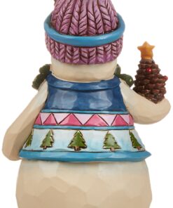 Alternative view of Enesco Jim Shore Heartwood Creek Pint-Size Snowman with Pinecone Stone Resin Figurine, 4.75”, White, Red, Green, Blue