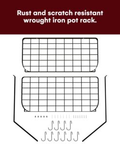 Vdomus Hanging Pot Rack - Rustproof Wall Mounted Pot Rack Pan Hanger for Kitchen Storage & Organization - Durable, Thick Iron Material - Easy Setup 2-Tier Pot Shelf Wall Mount Pot Holder - Black 25 71XiSXSrdiL