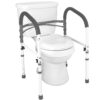 Vaunn Deluxe Folding Safety Toilet Rail, Adjustable and Foldable Toilet Safety Frame, Bathroom Handrail Assist Grab Bar Handle, Gray