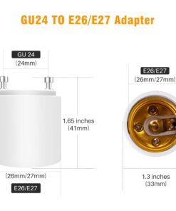 2 Pack JACKYLED GU24 to E26 Adapter, Up to 392℉ Heat Resistant Converts GU24 Bi-Pin Based Fixture to E26 E27 Standard Screw-in Socket Adapter 2-pack 24 71XjBxOdCdL 1