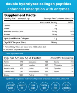 Collagen Peptides Powder - Enhanced Absorption, Double Hydrolyzed, Grass Fed, Keto Protein Powder with Vitamin C - Premium Supplement for Hair Growth, Skin, Nails, Joints & Bones, Unflavored 24 71XjDqjvojL 1