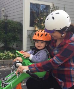 Joovy Noodle Bike Helmet for Toddlers and Kids Aged 1-9 with Adjustable-Fit Sizing Dial, Sun Visor, Pinch Guard on Chin Strap, and 14 Vents to Keep Little Ones Cool (Small, Orangie) Small 23 71Xldj7VHjL