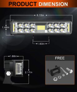 Alternative view of AUTOFEEL Led Light Bar-7 inch Led Pods Light with 5500LM 6500K White Lighting, 2Pcs 60W Flood Spot Fog Beam Combo for Off Road Driving/Night Driving, Compatible with Truck ATV Boat SUV Motorbike