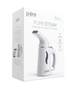 Pure Enrichment® PureSteam™ Portable Handheld Garment Steamer - Ideal for Home or Travel, Fast Heating, Removes Wrinkles on Clothes and Fabric, Auto Shut-Off Safety Feature (White) White 33 71XrjlpPG5L