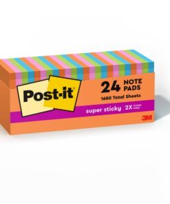 Post-it Super Sticky Notes, 3x3 in, 24 Pads, 2x the Sticking Power,Energy Boost Collection, Bright Colors (Orange, Pink, Blue, Green), Recyclable 41 71XuZosNU4L