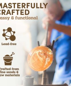 Paksh Novelty Whiskey Decanter Set - 7-Piece Italian Crafted Glass Decanter & Whiskey Glasses Set - Holiday Whiskey Gifts for Men and Women w/ Ornate Stopper and 6 Cocktail Glasses, Red A 33 71XvSOAfuiL 2