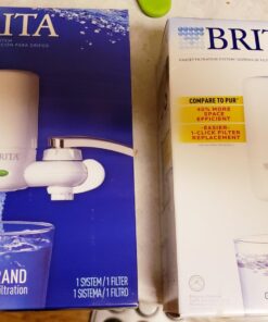 Brita Water Filter for Sink, Complete Faucet Mount Water Filtration System for Tap Water, Reduces 99% of Lead, White Faucet Mount System 50 71XwF 8nk6L