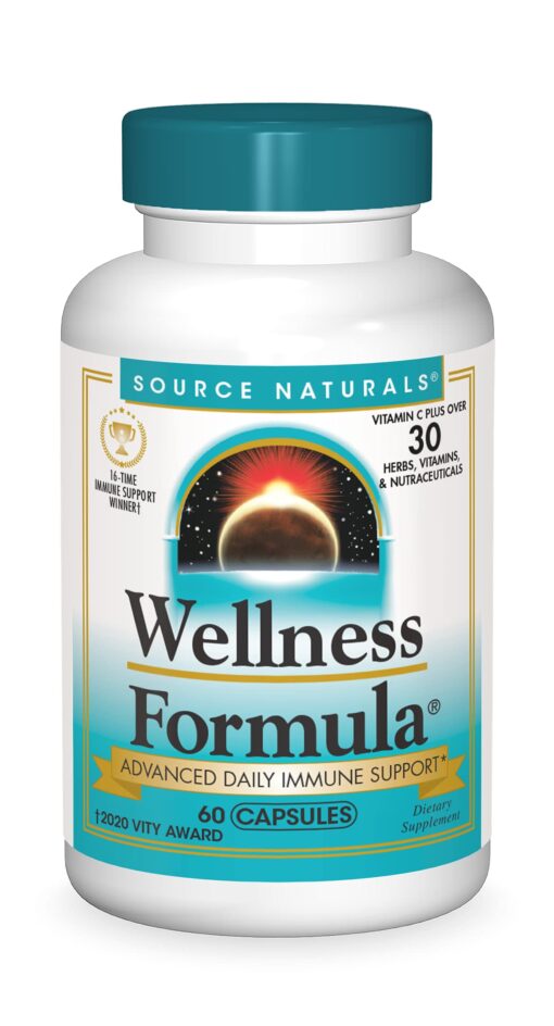 Source Naturals Wellness Formula Bio-Aligned Vitamins & Herbal Defense for Immune System Support - Dietary Supplement & Immunity Booster - 60 Capsules