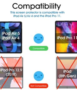 Alternative view of amFilm Screen Protector Compatible with iPad Air 5/Air 4/iPad Pro 11, Ultra Sensitive, Face ID & Apple Pencil Compatible, Tempered Glass, 2 Pack