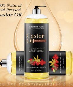 MAJESTIC PURE Castor Oil, 100% Natural Wonder Oil with Numerous Hair, Scalp, Skin and Nails Benefits - Packaging May Vary- 16 fl oz 16 Fl Oz (Pack of 1) 31 71XyZNl4TL