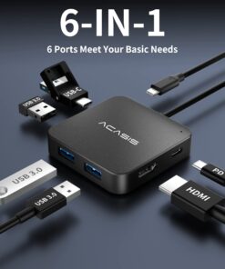 USB C Hub, Multi-Port USB Type-C Hub with 4K HDMI, Power Delivery 100 W | 3 USB 3.0 Port | 1 Type-C 3.0 Port | USB Splitter Adapter for MacBook, Mac Mini, XPS, Laptop and USB C Devices 0.5ft 30 71XyadqCqJL