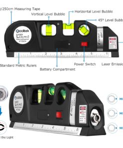 Laser Level Line Tool, Qooltek Multipurpose Cross Line Laser 8 feet Measure Tape Ruler Adjusted Standard and Metric Rulers for hanging pictures 31 71Y PLlyyL