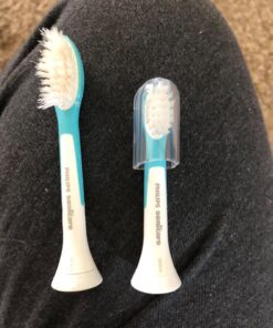 Philips Sonicare for Kids 3+ Genuine Replacement Toothbrush Heads, 2 Brush Heads, Turquoise and White, Compact, HX6032/94 Kids 3+ 44 71Y02ZFGBKL