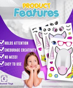 Alternative view of 24 Make A Unicorn Stickers for Kids - Great Unicorn Theme Birthday Party Favors - Fun Craft Project for Children 3+ - Let Your Kids Get Creative & Design Their Favorite Unicorn Stickers