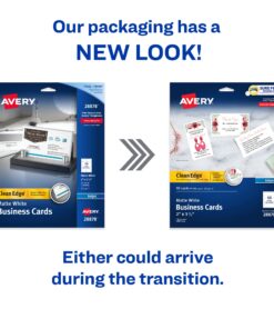 Alternative view of Avery Printable Business Cards, Inkjet Printers, 90 Cards, 2 x 3.5, Clean Edge, Heavyweight (28878) Matte White