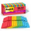 Post-it Super Sticky Notes, 3x3 in, 24 Pads, 2X the Sticking Power, Primary Colors (Red, Yellow, Green, Blue), Recyclable (654-24SSAN-CP)