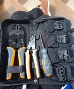 iCrimp Ratchet Wire Crimping Tool Set w/ 5 Interchangeable Jaws for Insulated and Non-Insulated Terminals AWG20-2, Wire Stripper included 25 71Y2RPMzHL