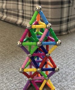 ELONGDI 130 Pieces - Magnetic Building Sticks Building Blocks Set, Magnet Educational Toys Magnetic Blocks Sticks Stacking Toys Set, Non-Toxic Building Toy 3D Puzzle with Storage Bag 42 71Y2ikshHZL