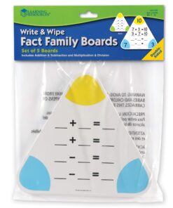 Learning Resources Write & Wipe Fact Family Boards, Set of 5 Boards, Ages 6+, Multicolor, 10 H in (LER3799) 9 71Y3tlbp4dL