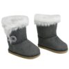 Sophia's Gray Suede Winter Boots with White Faux Fur Lining and Trim Plus Gray Side Button and Soft Tan Soles for 18" Dolls, Gray 39 71Y5Dkoh2L
