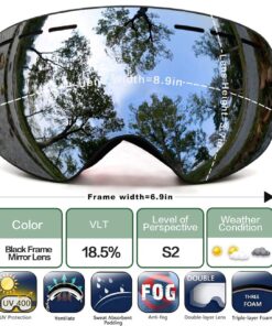 JULI Ski Goggles,Winter Snow Sports Snowboard Goggles with Anti-Fog Lens BNC A1-black / Silver 25 71Y7QZ521AL