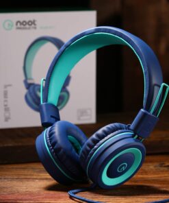 Kids Headphones - noot products K11 Foldable Stereo Tangle-Free 3.5mm Jack Wired Cord On-Ear Headset for Children/Teens/Boys/Girls/Smartphones/School/Kindle/Airplane Travel/Plane/Tablet (Navy/Teal) Navy/Teal 36 71Y7QwNgGtL
