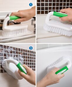Amazer Scrub Brush Comfort Grip & Flexible Stiff Bristles Heavy Duty for Bathroom Shower Sink Carpet Floor - Pack of 2 (Green+Green) Green+green 13 71Y7oIc7asL