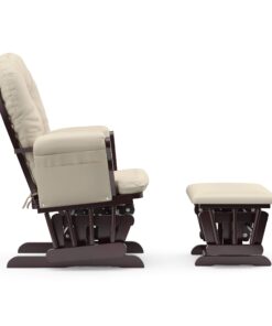 Storkcraft Premium Hoop Glider and Ottoman (Espresso, Beige) – Padded Cushions with Storage Pocket, Smooth Rocking Motion, Easy to Assemble, Solid Hardwood Base Espresso W/ Beige Micro 33 71Y7qPxmseL