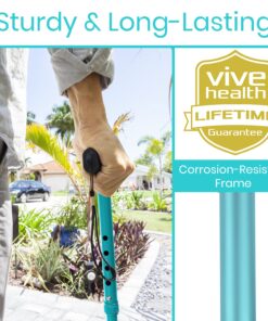 Vive Folding Cane - Foldable Walking Cane for Men, Women - Fold-up, Collapsible, Lightweight, Adjustable, Portable Hand Walking Stick - Balancing Mobility Aid - Sleek, Comfortable T Handles (Teal) Teal 23 71Y8 Mf9coL