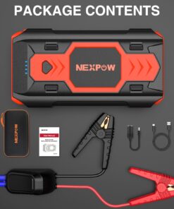 NEXPOW Battery Jump Starter 2500A Car Jump Starter (up to 8.0L Gas/8L Diesel Engines) 12V Car Battery Booster Pack with USB Quick Charge 3.0 and 4 LED Modes Red Blue Warning 24 71Y87N6Hr0L