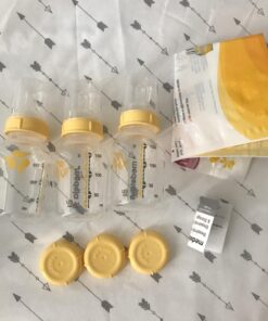 Medela Breast Milk Storage Bottles, 3 Pack of 5 Ounce Breastfeeding Bottles with Slow Flow Nipples, Lids, Wide Base Collars, and Travel Caps, Made Without BPA 3 Count (Pack of 1) 37 71Y8KBdLEpL