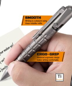 RovyVon Titanium Ballpoint Pen, Bolt Action Pen for Men & Women, Office Business Writing Pen Ideal for Camping Gear, EDC Tool(Sandblasted) 6 71Y8n3jggvL