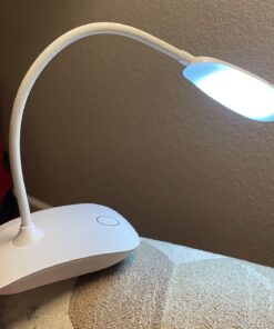 DEEPLITE LED Desk Lamp with Flexible Gooseneck 3 Level Brightness, Battery Operated Table Lamp 5W Touch Control,Compact Portable lamp for Dorm Study Office Bedroom,Eye-Caring and Energy Saving White 1 Pack 54 71Y8ti5XDwL