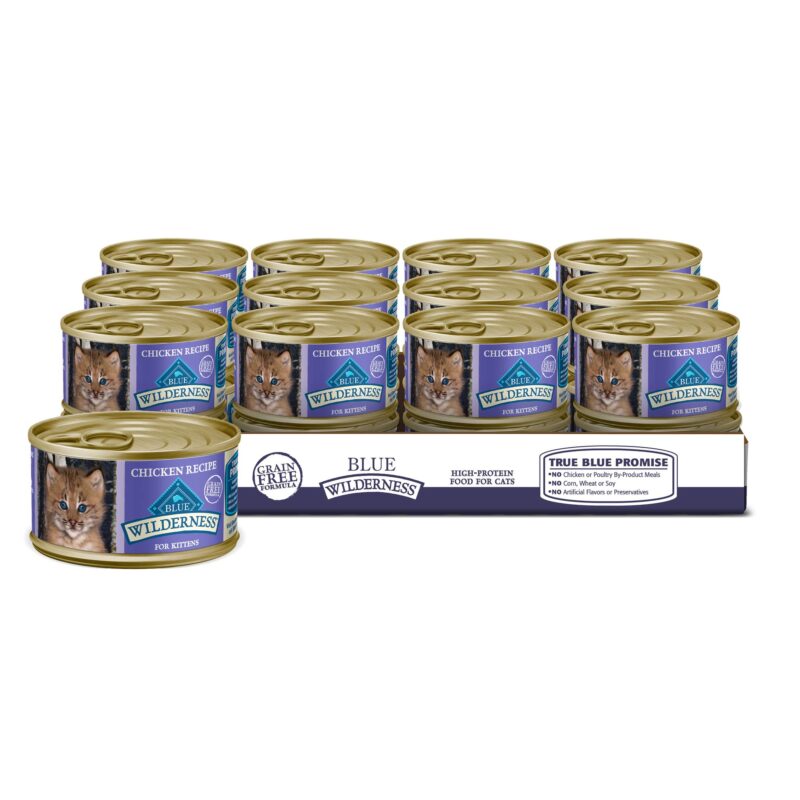 Blue Buffalo Wilderness High Protein Grain Free, Natural Kitten Pate Wet Cat Food, Chicken 3-oz cans (Pack of 24) 3 Ounce (Pack of 24)