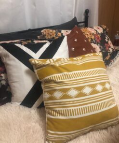 Woven Nook - Modern & Luxurious 18" x 18" Decorative Boho Throw Pillow Covers - Durable Quality & Machine Washable - Indy Design - Orange, Yellow, Black, and White - 4 Pack 34 71YArW9pCL