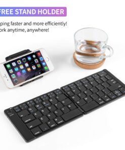 Samsers Foldable Bluetooth Keyboard - Portable Wireless Keyboard with Stand Holder, Rechargeable Full Size Ultra Slim Keyboard Compatible IOS Android Windows Smartphone Tablet and Laptop-Black Black 29 71YBszNV2L
