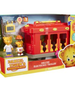 Daniel Tiger's Neighborhood Deluxe Electronic Trolley Vehicle with 2 Songs, 12 Phrases, Sounds & Light! Daniel & Mom Tiger Figures Included, For Ages 3+ 34 71YC BvnWXL 1