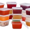 Greenco Mini Containers with Lids 20 Pack, 2 oz Containers with Lids - Small Plastic Storage Condiment Containers with Lids - Baby Food Containers, Snacks, Sauces, Candy - Freezer & Dishwasher Safe Square 3 71YCWOUQ0nL