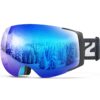 ZIONOR X4 Ski Goggles Magnetic Lens - Snowboard Snow Goggles for Men Women Adult A0 Vlt 13.67% Blue Lens Blue Frame 29 71YERrCHGL