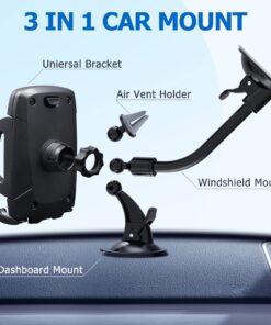 Car Phone Mount, Vansky 3-in-1 Cell Holder Air Vent Dashboard Mount Windshield for iPhone Xs Max R X 8 Plus 7 6S Samsung Galaxy S9 S8 Edge S7 S6 LG Sony and More 29 71YGG17ESyL