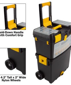 Rolling Tool Box with Wheels, Foldable Comfort Handle, and Removable Top – Toolbox Organizers and Storage by Stalwart 39 71YHbnKiBKL