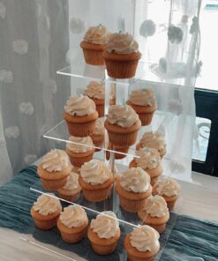 YestBuy 4 Tier Acrylic Cupcake Stand, Premium Cupcake Holder, Acrylic Cupcake Tower Display Cady Bar Party Décor – Display for Pastry(4.7" Between 2 Layers)… 4 Tier Square (4.7" between 2 layers) Clear 31 71YIPlR4hrL